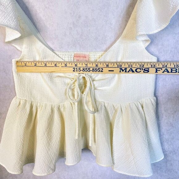 Urban Outfitters Sierra Keyhole Blouse Womens Small Ivory Y2K Babydoll Crop - Picture 12 of 14